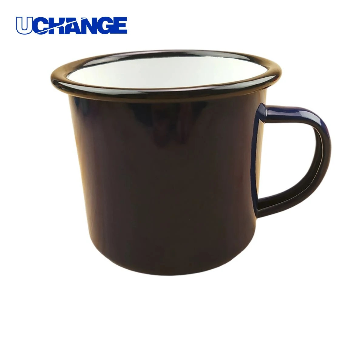 Enamel Camper Mug Drinkware 12oz with Blue Rim 1