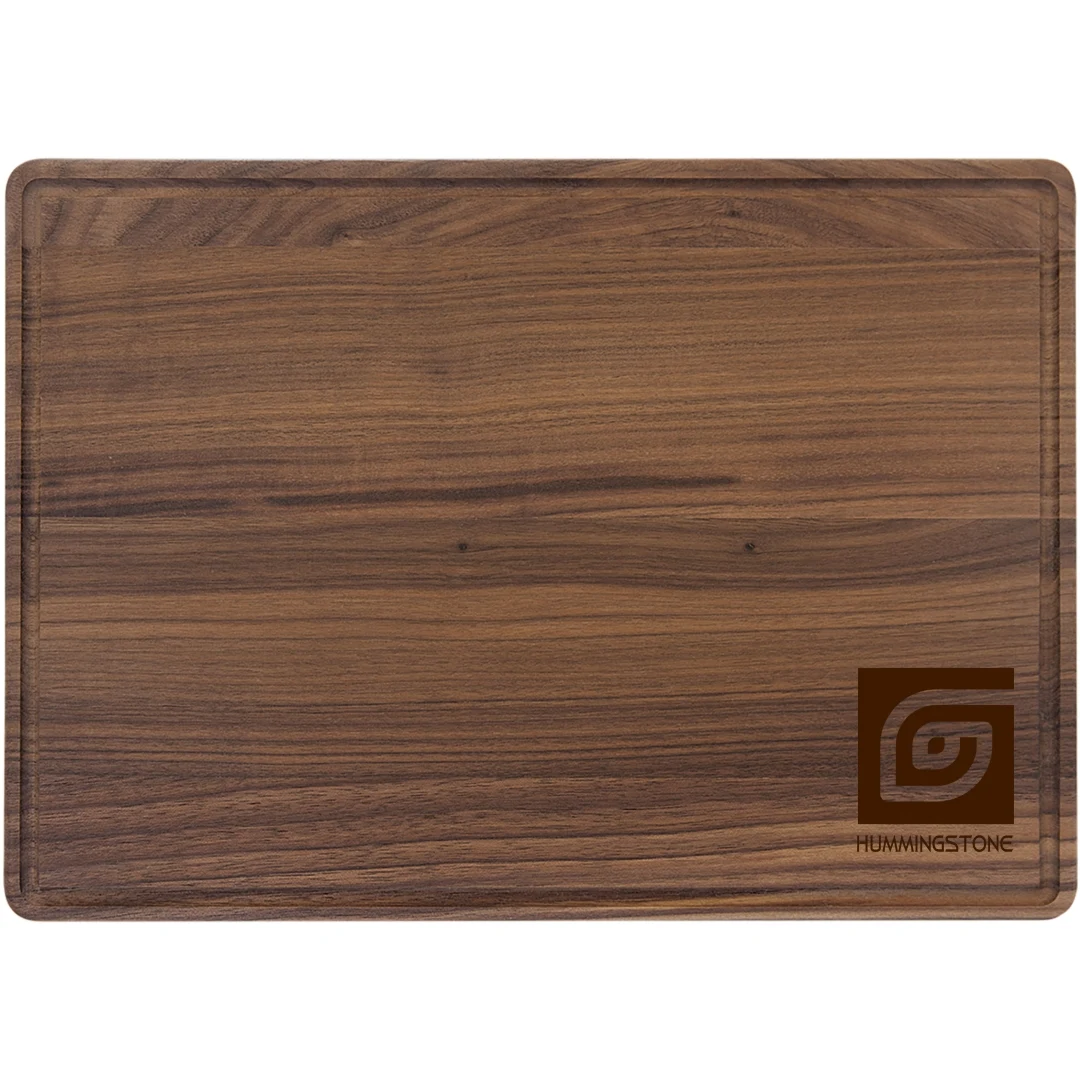 13 3/4" x 9 3/4" Walnut Cutting Board with Drip Ring 1