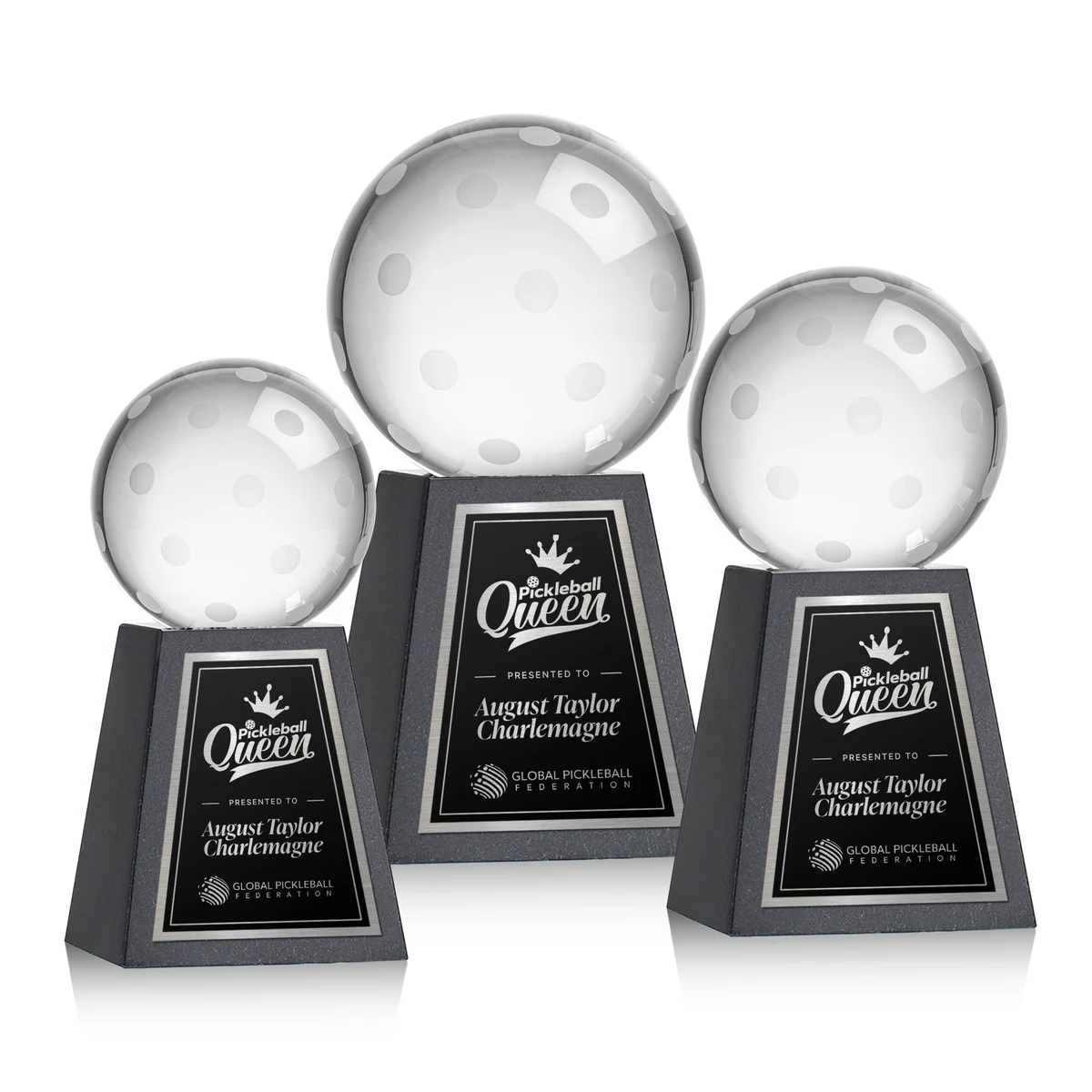 Pickleball Award on Tall Marble Base 1