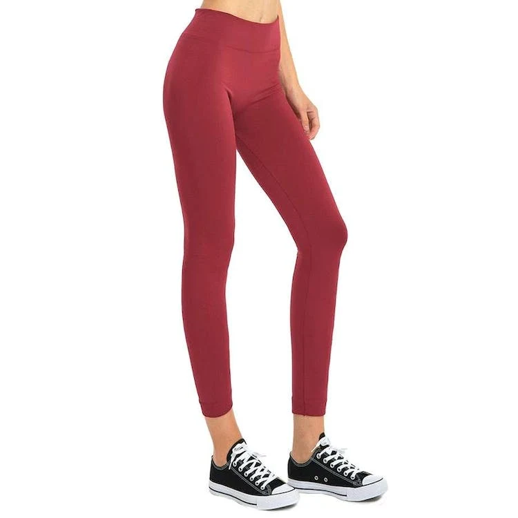 Women's Fleece Lined Leggings - Dark Red One Size Fits Most 1