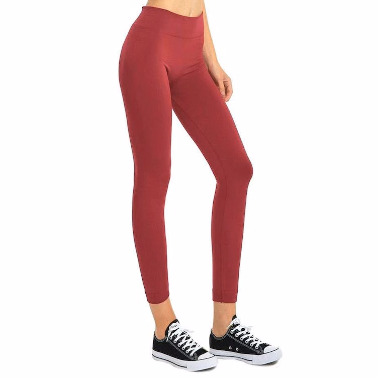 Women's Fleece Lined Leggings - Dark Red One Size Fits Most