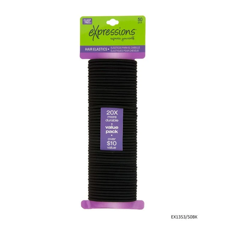 Basic Hair Elastics - Black 50 Pieces 1
