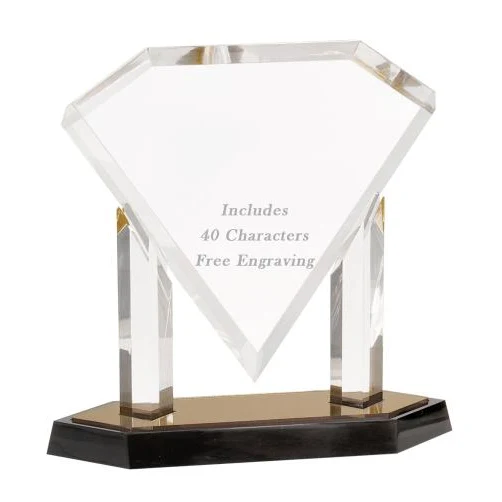 Acrylic: Floating Diamond 12" Gold 1
