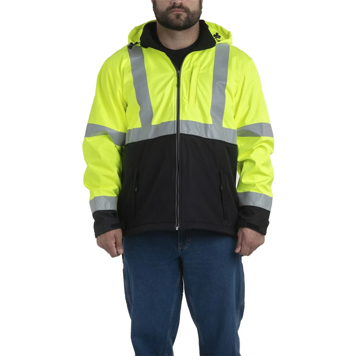 Men's Tall Hi-Vis Class 3 Hooded Soft Shell Jacket - HVJS206T 1