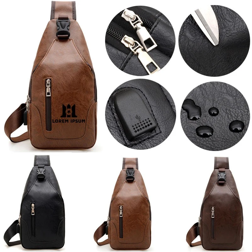 Water-Resistant PU Leather Sling Bag for Business & Casual Use 1