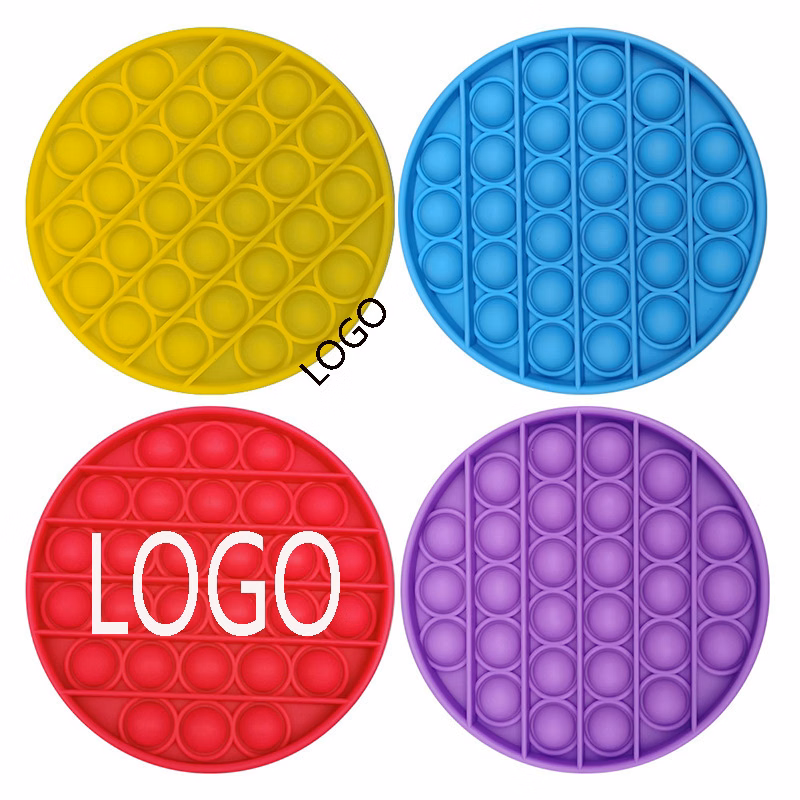 Circle Shape Pure Color Push Pop Bubble Fidget Sensory Toy Sunshine