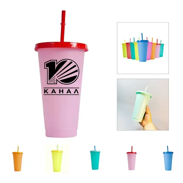 24Oz Reusable Cold Color Changing Cups Tumblers 1