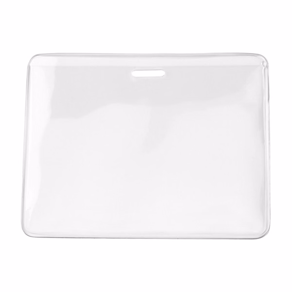 4.00" W x 3.08" H - Horizontal Clear Vinyl Badge Holder (Blank)