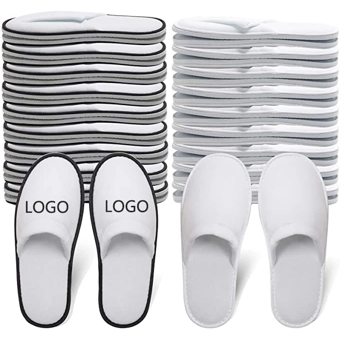 Disposable Velvet Padded Close-Toe Indoor Hotel Slippers 1