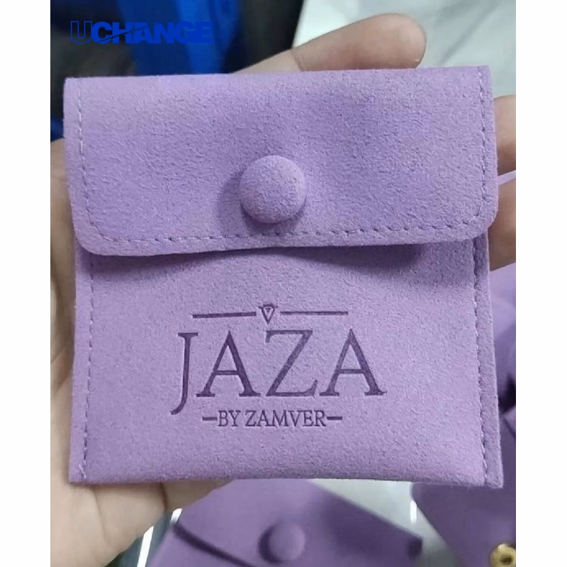Soft Velvet Jewelry Pouch Case with Snap Button