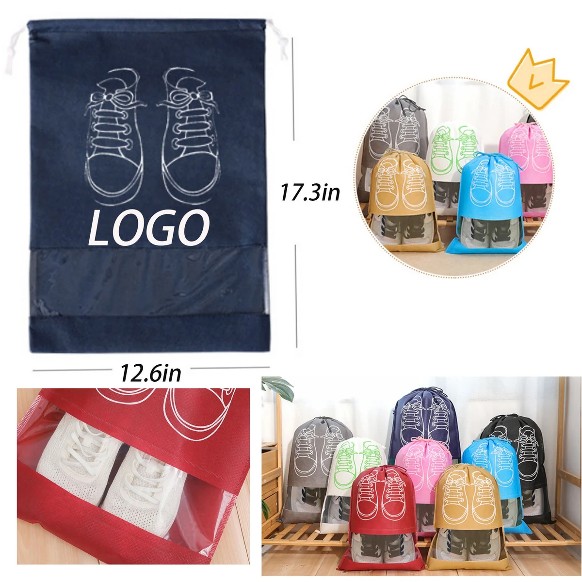 Travel Portable Drawstring Shoe Bag 1