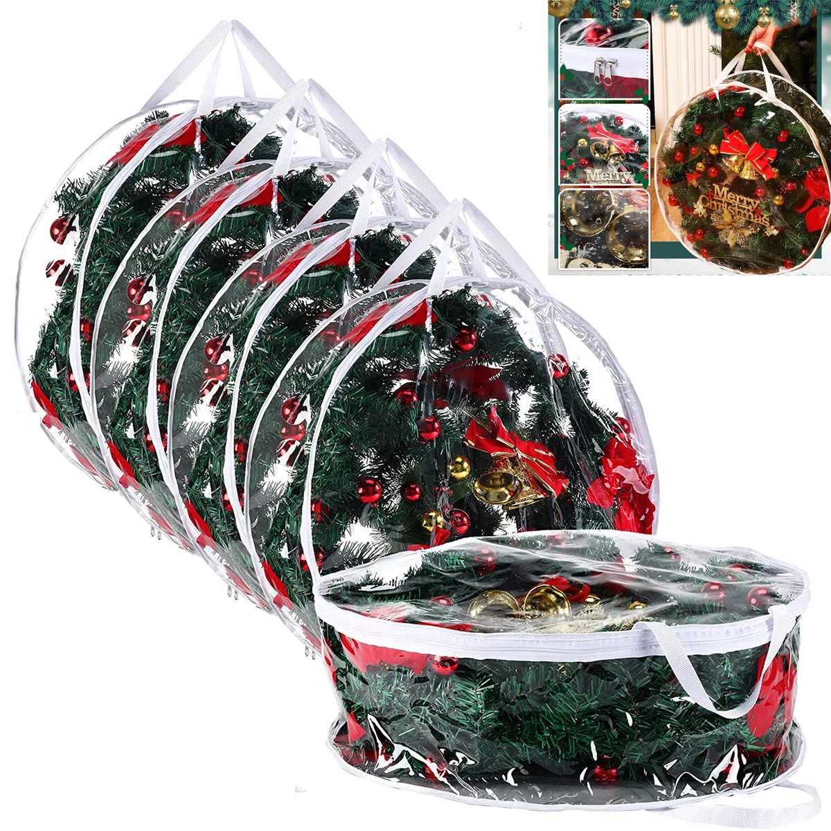 30'' Christmas Clear Wreath Storage Bag 1