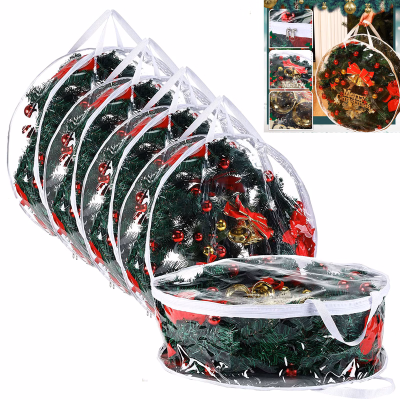 30'' Christmas Clear Wreath Storage Bag