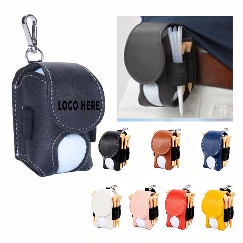 Custom Single-Color Logo PU Golf Ball Pouch For Outdoor Sports