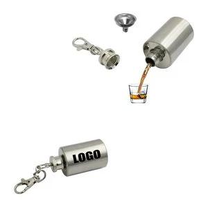 1oz Bottle Shape Stainless Steel Flask With Key Chain 1