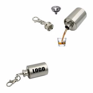 1oz Bottle Shape Stainless Steel Flask With Key Chain