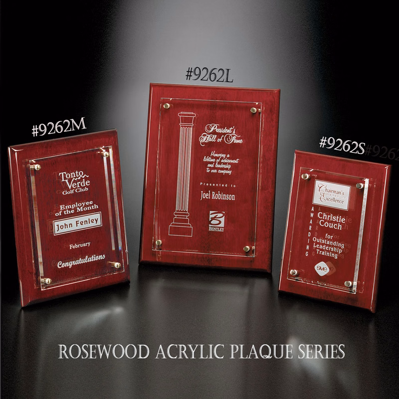 Rosewood Piano Finish Floating Acrylic Plaque - Medium