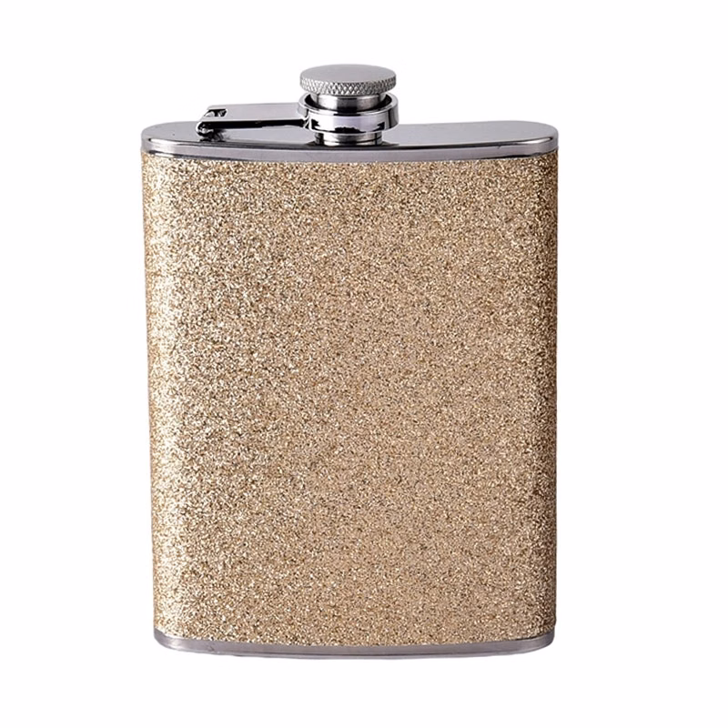 6Oz Colorful Glitter Coating Wine Flask For Women Men