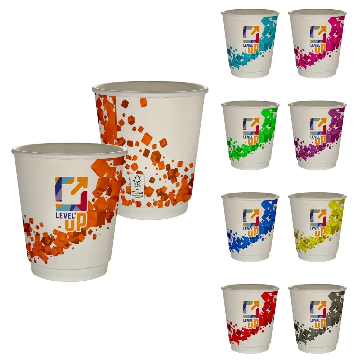 10 oz Full Color Floating Cubes Insulated Paper Cup 1