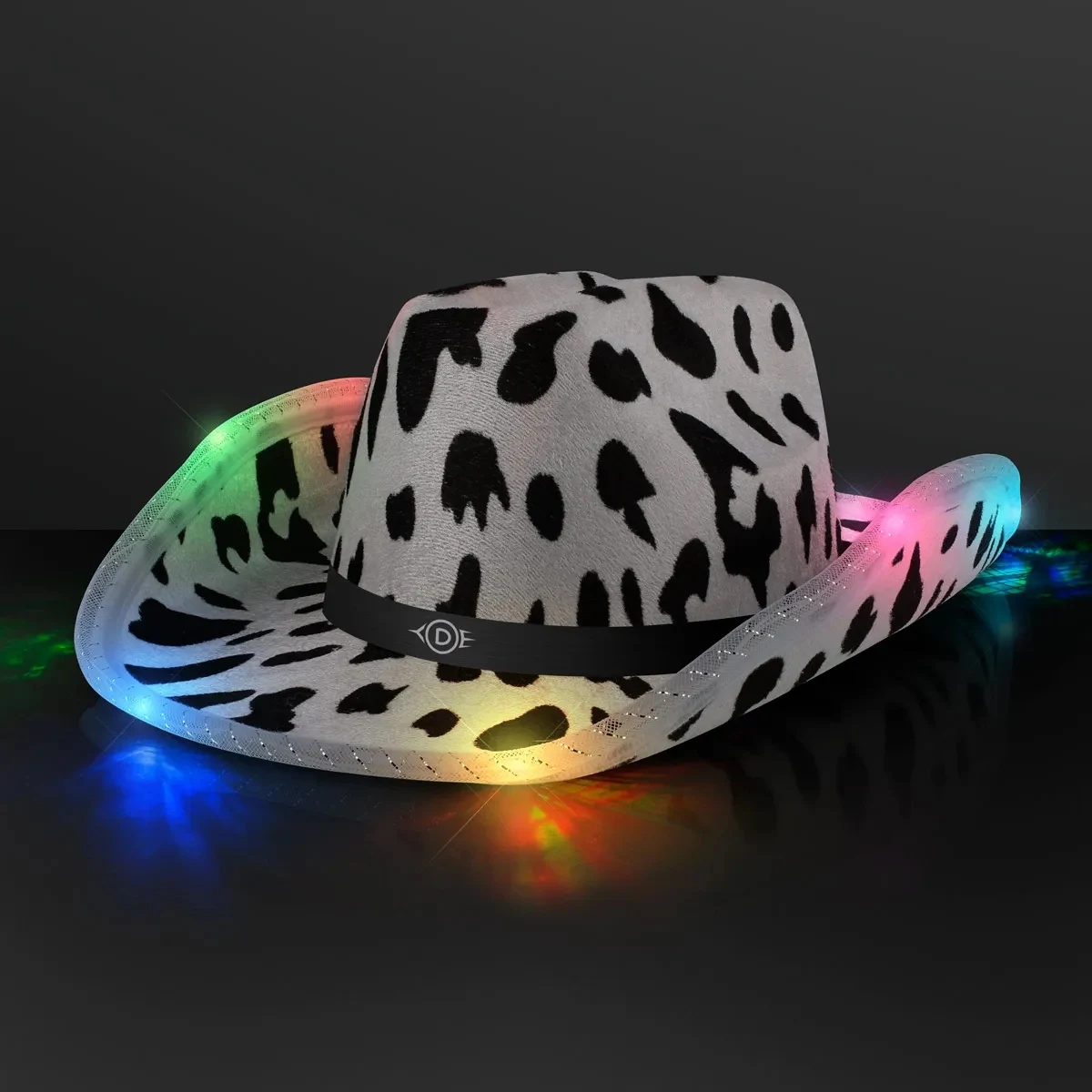 LED Cow Print Hat with Black Band 1