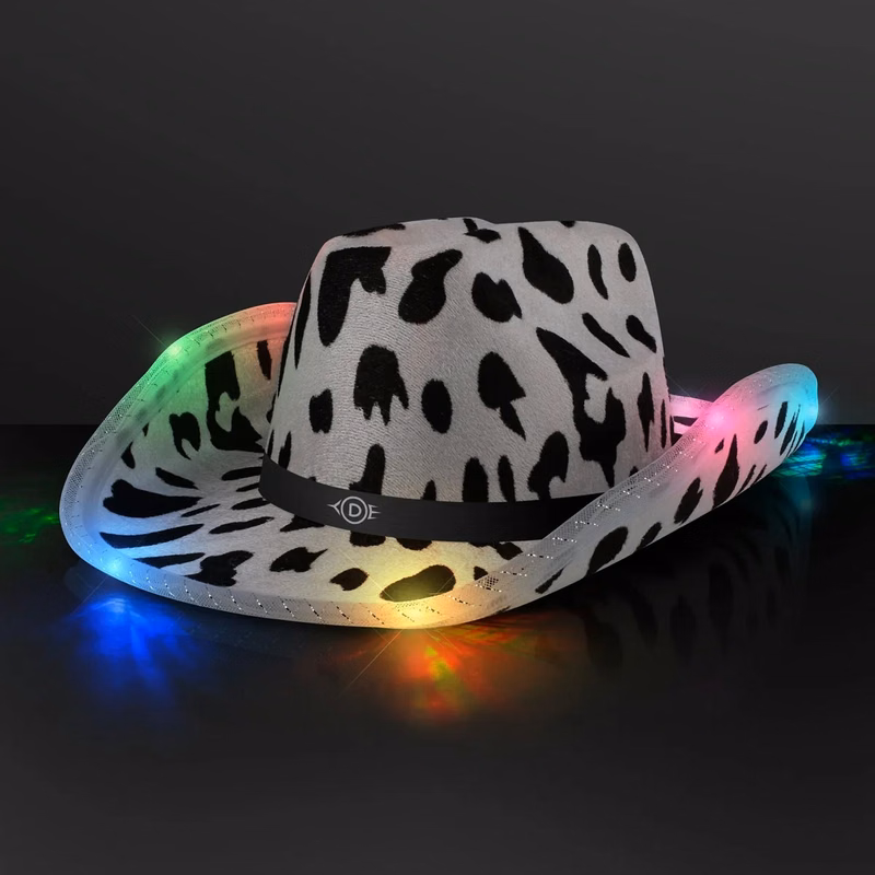 LED Cow Print Hat with Black Band