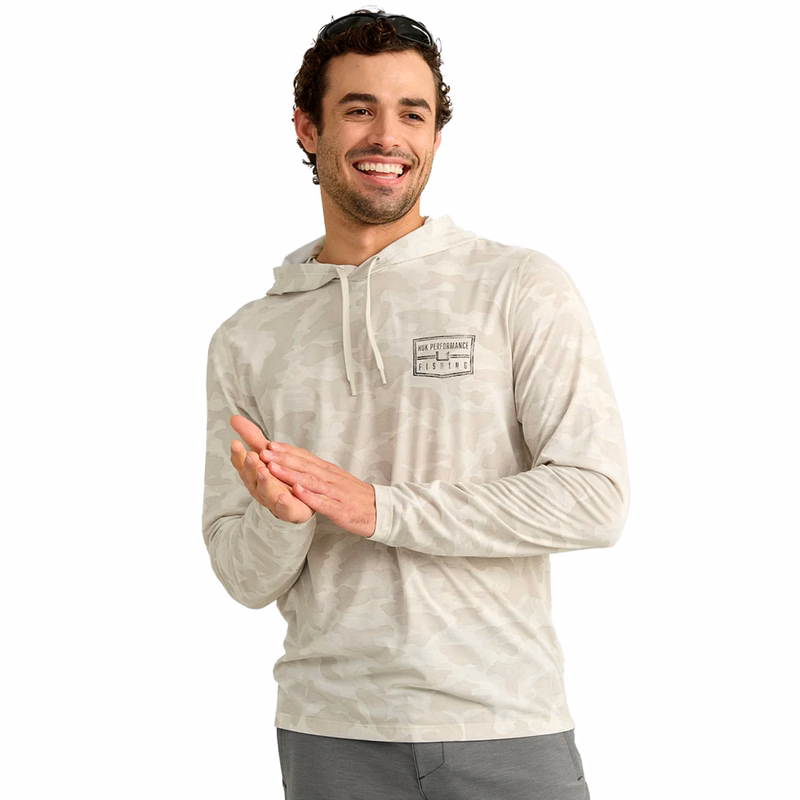 Huk® Men's UPF 50+ Raglan Printed Hooded T-shirt with Custom Logo