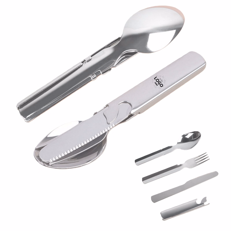 Stackable 4 in 1 Stainless Steel Flatware Set W/Storage Bag