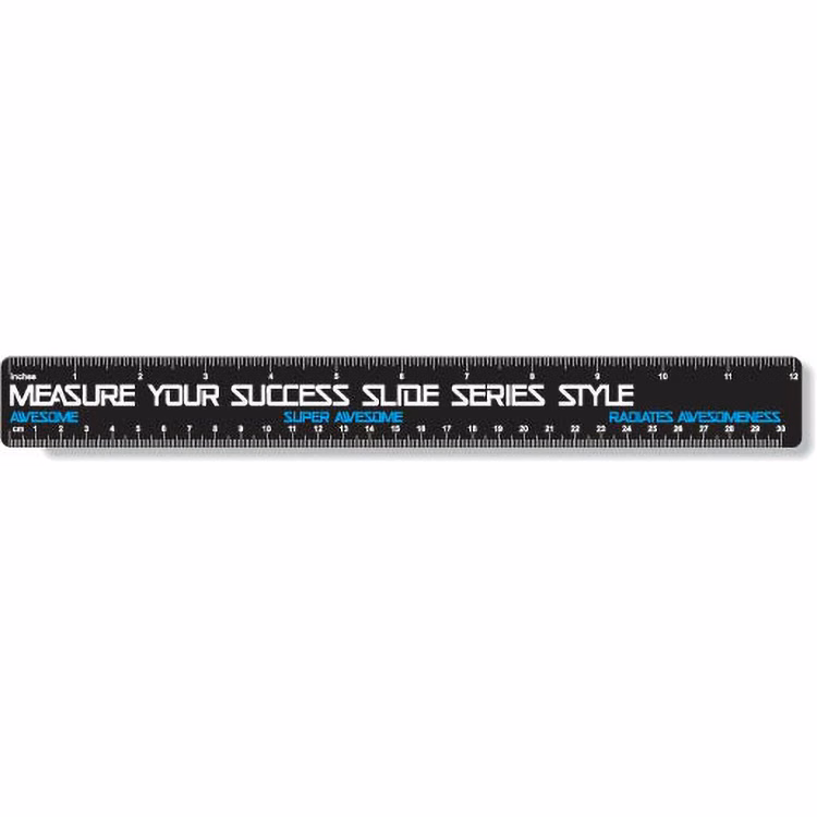 .020 White Plastic Ruler 1.38"x12.25" Rectangle / Round Corner, Spot Colour