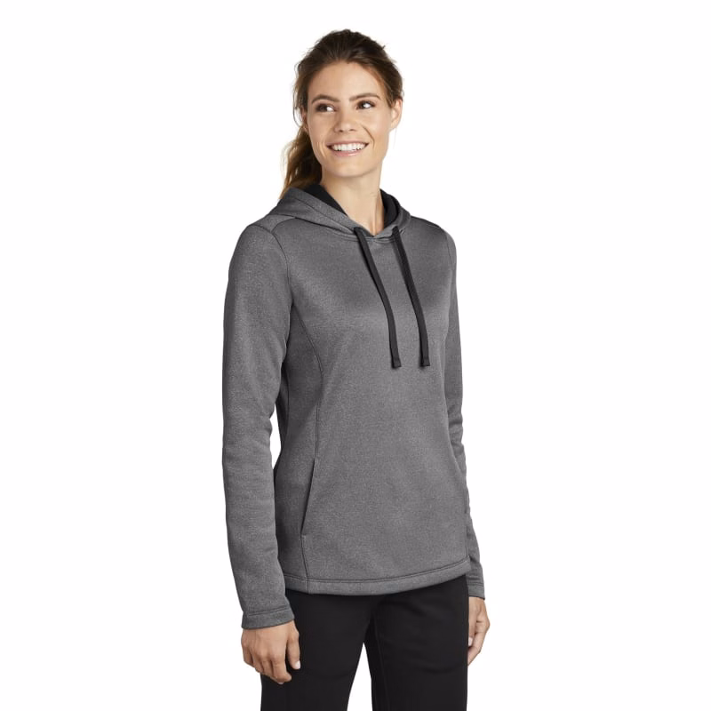Sport-Tek Women's PosiCharge Sport-Wick Heather Fleece Hooded Pullover.