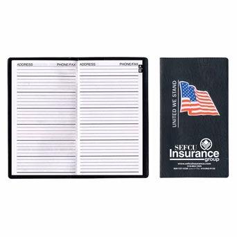 Executive Vinyl Cover w/ Pre-Printed Flag - Address Book
