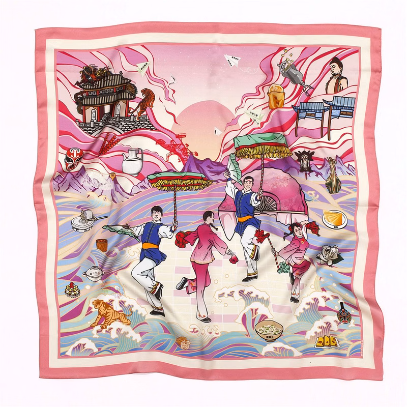 Lightweight Printed Imitation Silk Scarf