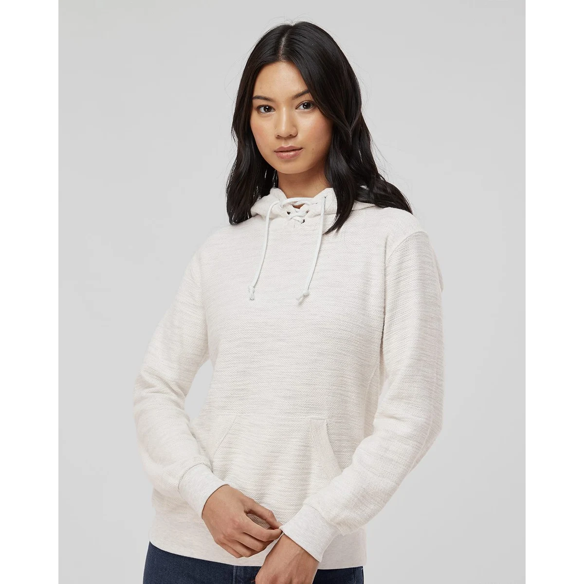 Women's French Terry Sport Lace Scuba Hooded Sweatshirt - 8694 1