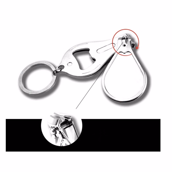 Custom Metal Nail Clipper Bottle Opener Keyring — Multi-Tool Workplace Gift