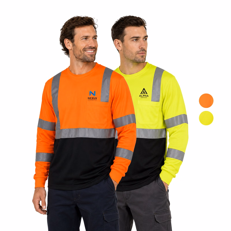 3.8 Oz. Polyester Class 3 Color Block Reflective Tape Safety T-Shirt with Pocket