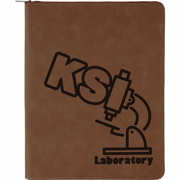 Dark Brown Faux Leather Portfolio with Zipper