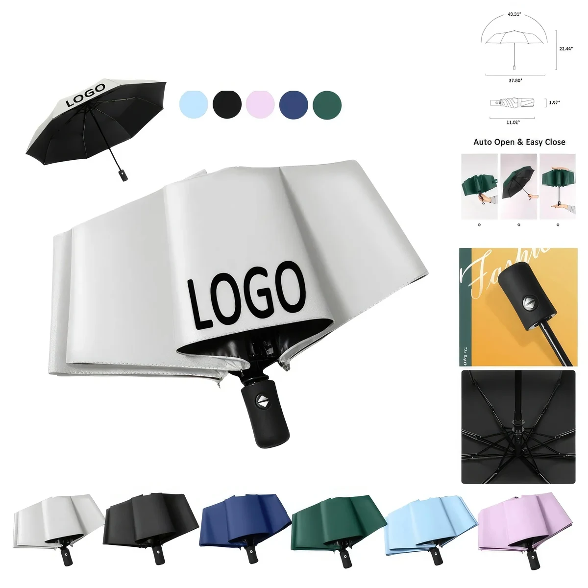 Travel Auto-Open Folding Umbrella for Rain & Sun Protection 1