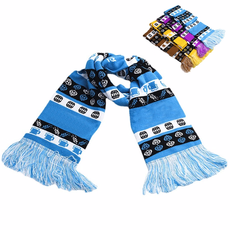 Custom Jacquard Knitted Scarf with Fringe