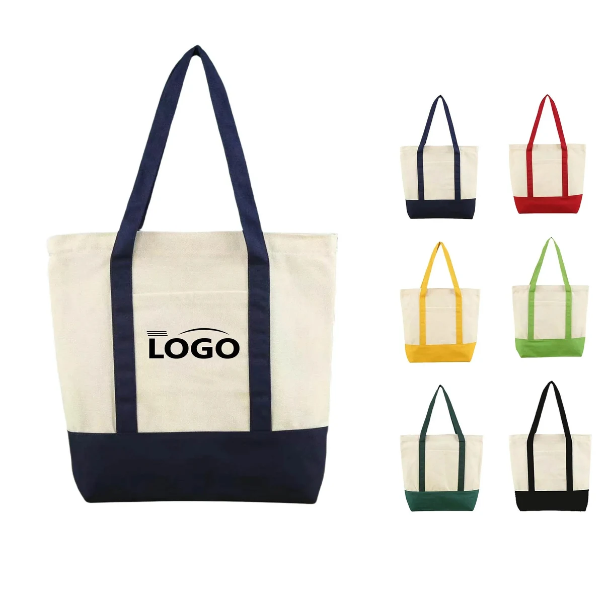 Canvas Tote with External Pocket, custom tote bag with logo imprint 1