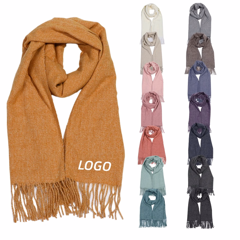 Faux Cashmere Solid Color Tassel Scarf