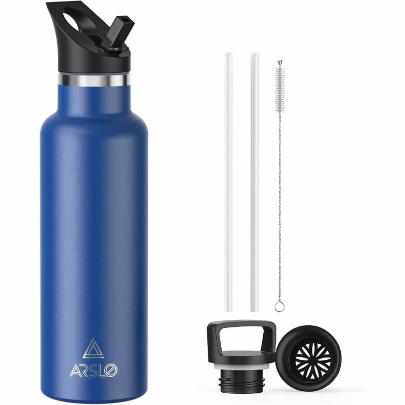 Sport narrow mouth Water Bottles, Stainless Steel Double Wall With Straw Lid