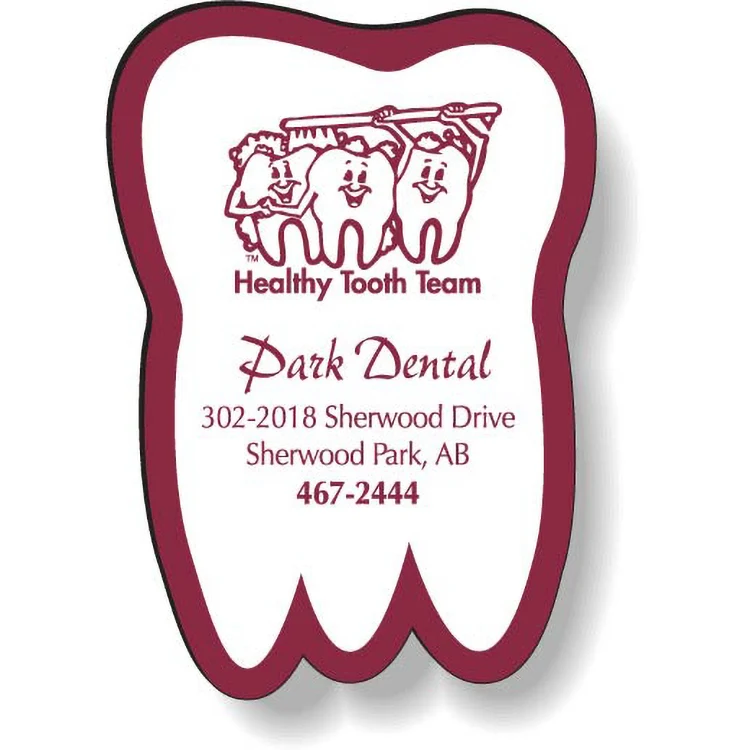 Stock Tooth Magnet .020 (1.625"x2.375") Spot Colour Imprint White Matte Vinyl Topcoat 1