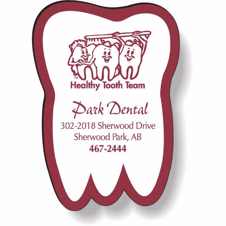 Stock Tooth Magnet .020 (1.625"x2.375") Spot Colour Imprint White Matte Vinyl Topcoat