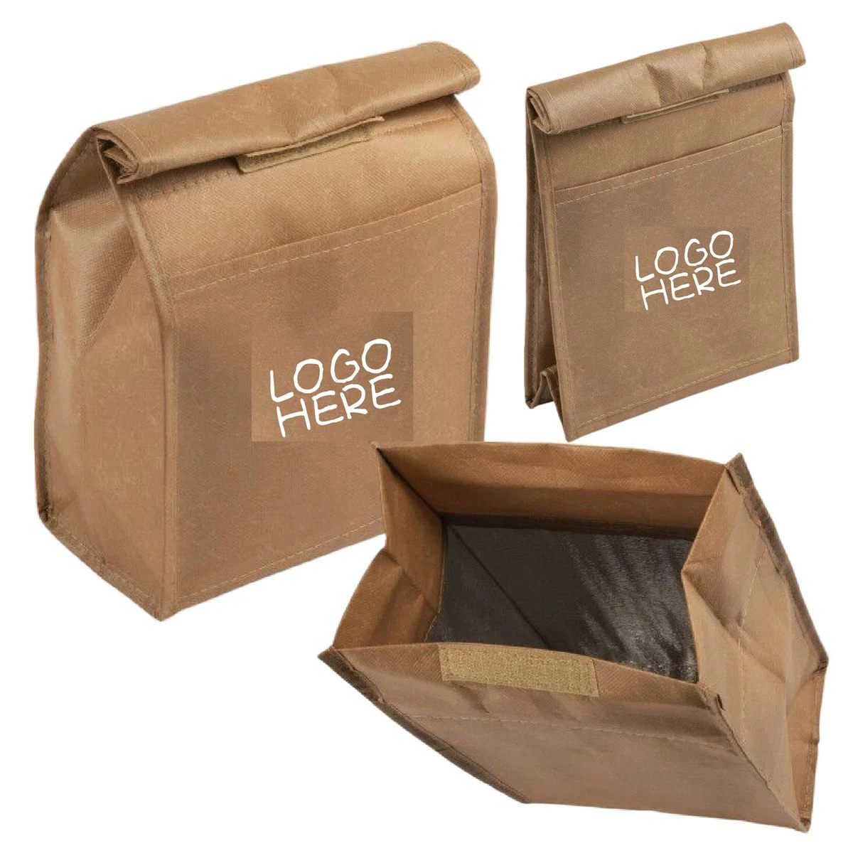 Brown Portable Insulated Lunch Bag 1