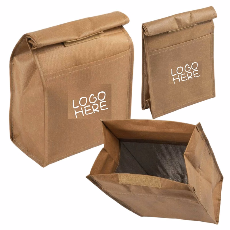 Brown Portable Insulated Lunch Bag