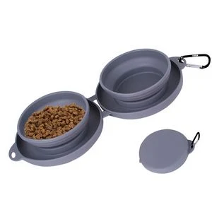 Foldable Stretchable Dual Pet Bowl Food Tray 1
