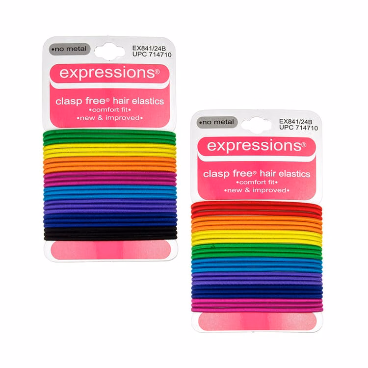 Hair Elastics - Assorted Colors 24 Pack