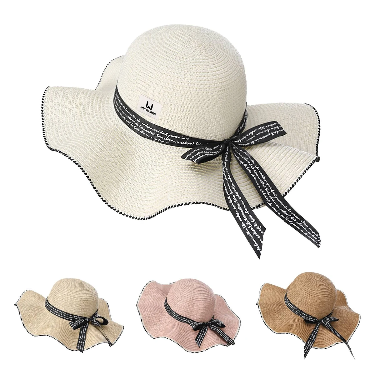 Women's bow straw sun hat 1