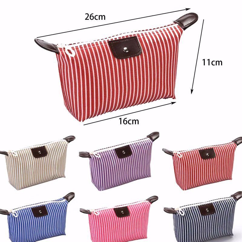 Dumpling WaterproofNylon Stripe Cosmetic Bag