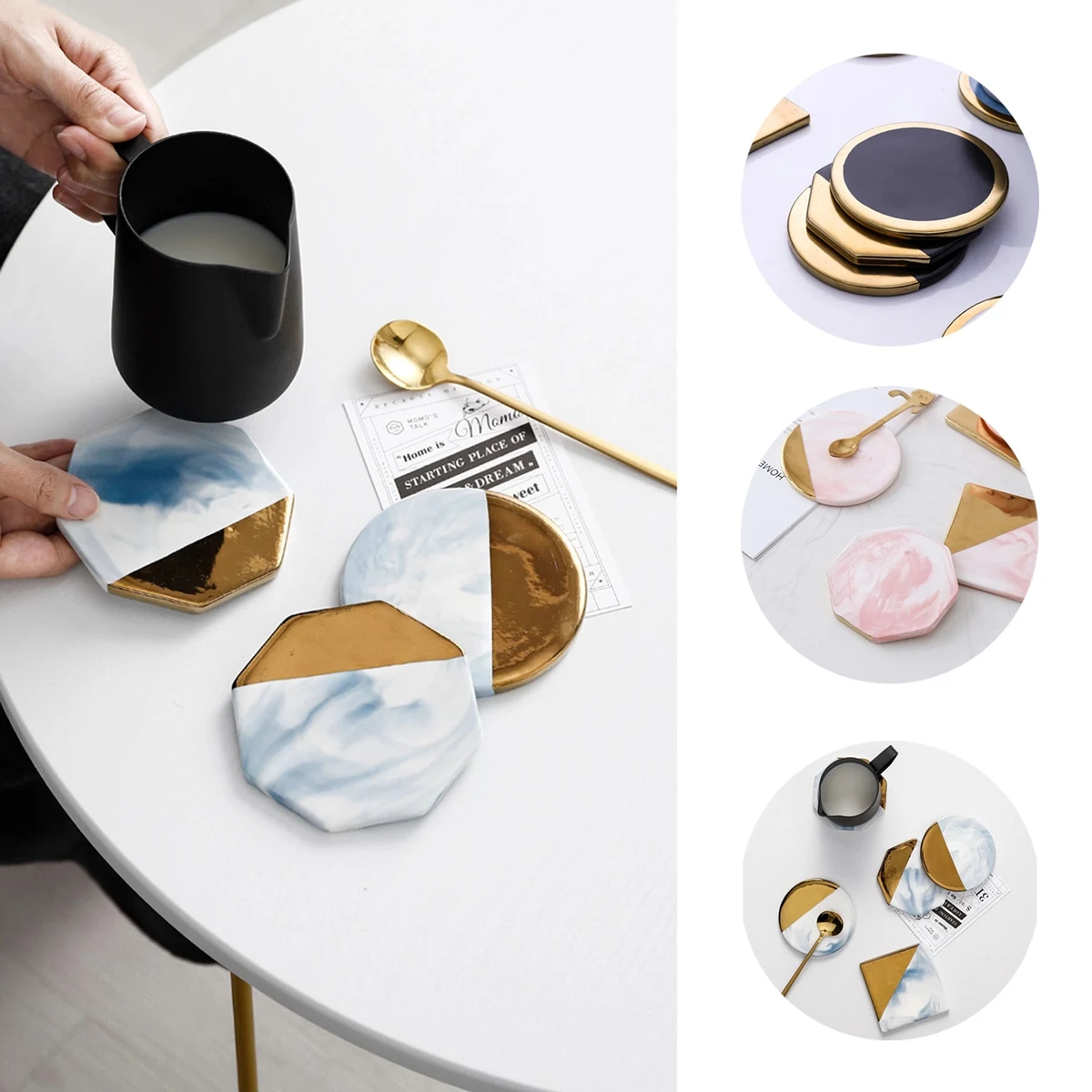 Real Marble Absorbent Coasters for Drinks 1