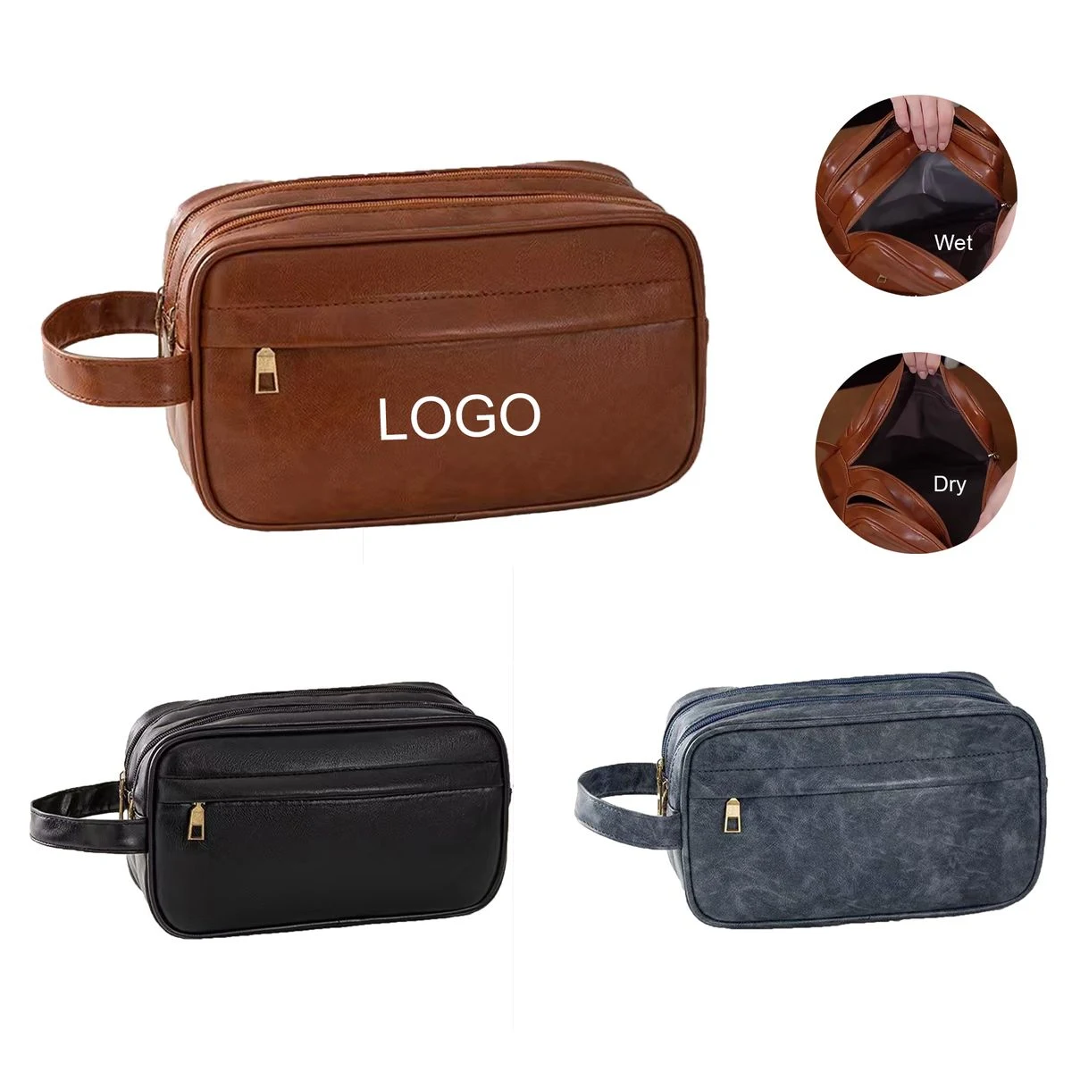 PU Leather Wet Dry Toiletry Bag 1